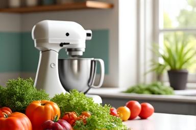 Stylish kitchen scene with fresh ingredients and modern cooking tools.
