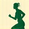 Icon for a fitness app, showing a stylized person stretching.